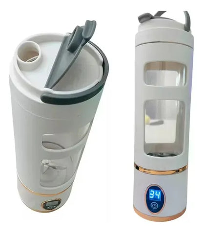 Portable Electric Blender Bottle (LED Display, USB Rechargeable) – Personal Smoothie & Shake Maker – Navy/White