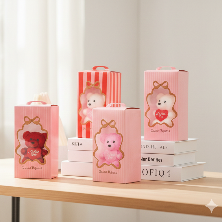Cute Mini Gift Box with Flowers and Teddy Bear – Perfect Romantic Gift