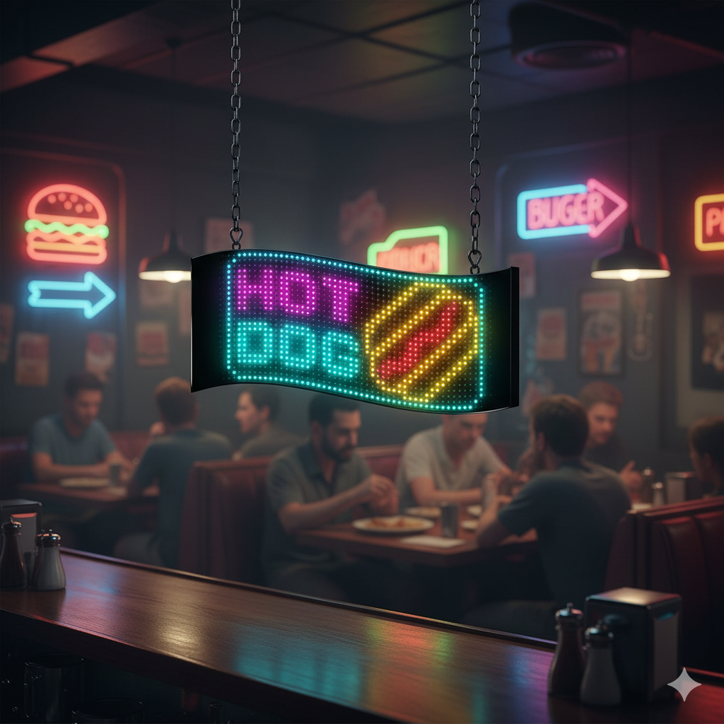 RGB LED Matrix Panel – 24×48 Pixel Programmable Display Screen (Hot Dog Display Model)