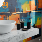 1pc Lotion Dispenser/4pcs Black Bathroom Accessories Set,Plastic Toothbrush Holder with Bamboo Cover,Toothbrush Cup, Soap Dish