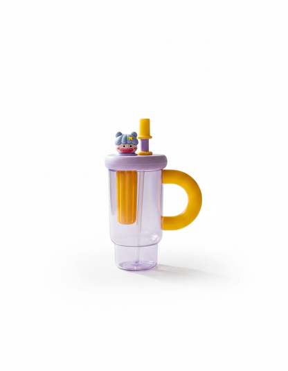 Portable Straw Water Bottle Cute Straw Cup Ice Tumbler for Women Girls Large Capacity Plastic Cup Ins Style Milk Tea Coffee Mug