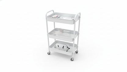 3-Tier Foldable Steel Trolley – Portable Multi-Purpose Storage Cart