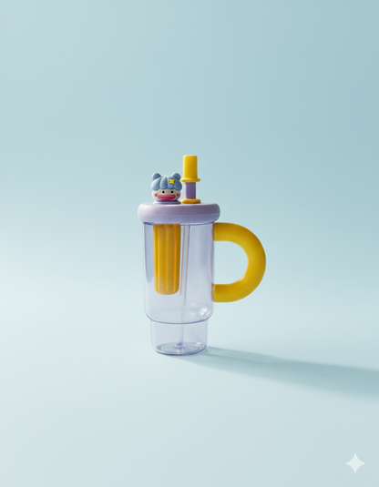 Portable Straw Water Bottle Cute Straw Cup Ice Tumbler for Women Girls Large Capacity Plastic Cup Ins Style Milk Tea Coffee Mug