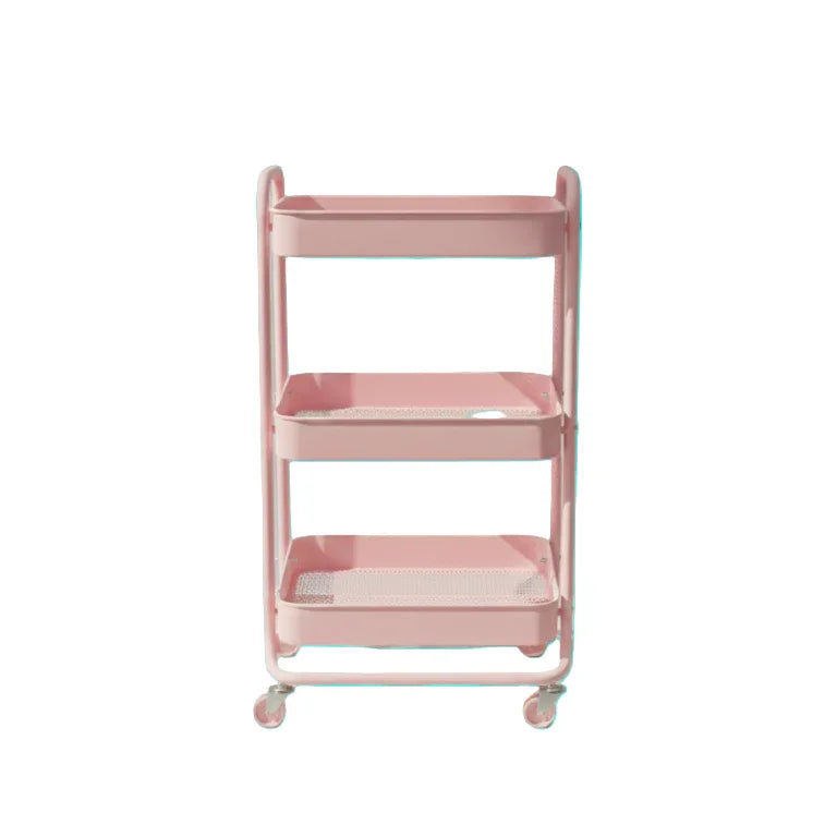 3-Tier Foldable Steel Trolley – Portable Multi-Purpose Storage Cart