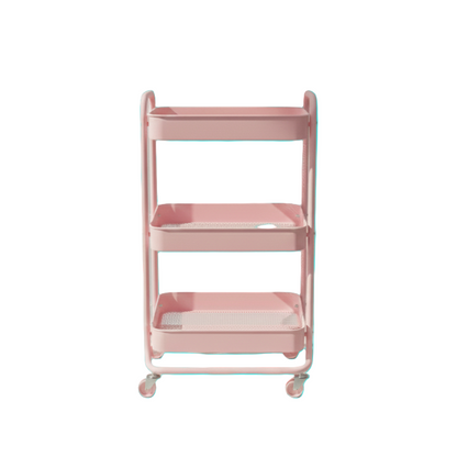 3-Tier Foldable Steel Trolley – Portable Multi-Purpose Storage Cart