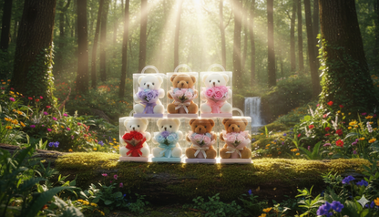 Rose Teddy Bear Gift Box: Adorable Floral Bear, Perfect for Birthday Decorations