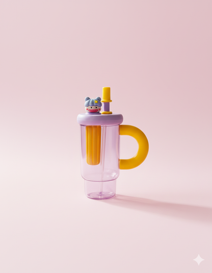 Portable Straw Water Bottle Cute Straw Cup Ice Tumbler for Women Girls Large Capacity Plastic Cup Ins Style Milk Tea Coffee Mug