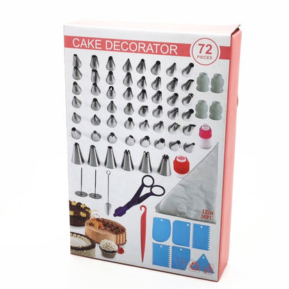 72 Pcs Kitchen Baking Set Cake Decorating Supplies Kit With Piping Nozzles Tips Pastry Bags Icing Smoother Spatula Couplers