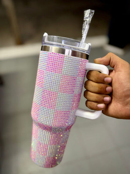 Pastel Mosaic Rhinestone Tumbler – 20 oz Bling Travel Mug