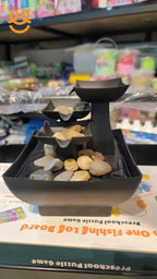 3-Tier Indoor Tabletop Water Fountain with Decorative Stones – Relaxing Zen Home Decor