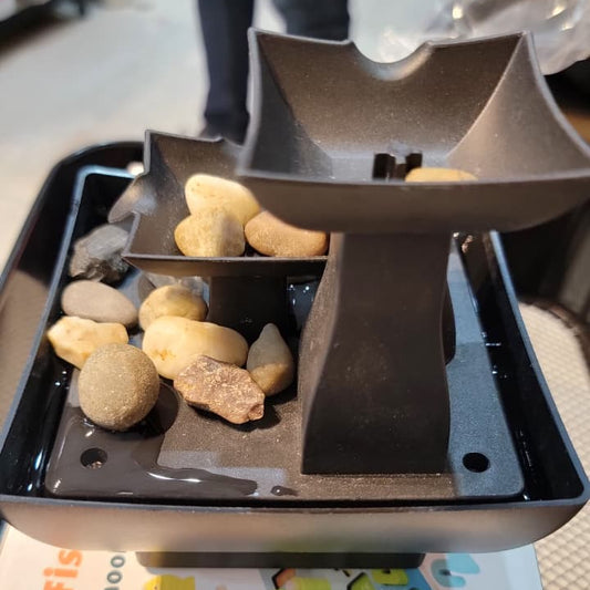 3-Tier Indoor Tabletop Water Fountain with Decorative Stones – Relaxing Zen Home Decor