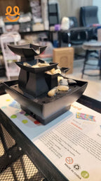 3-Tier Indoor Tabletop Water Fountain with Decorative Stones – Relaxing Zen Home Decor