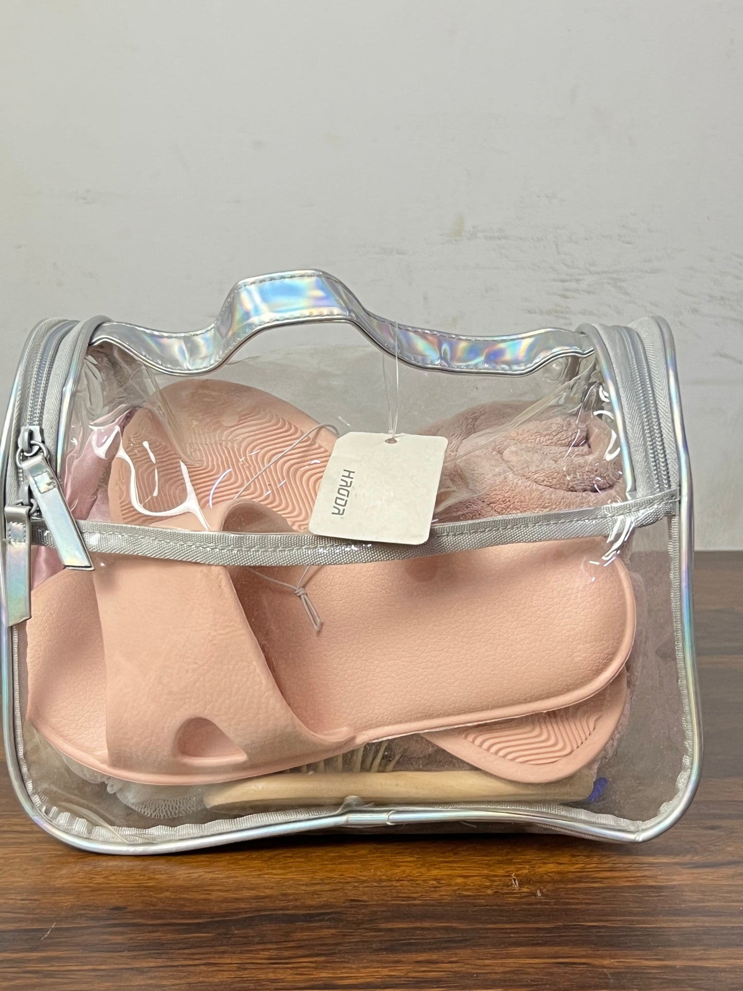 Pink Spa Bath Accessories Set with Clear Travel Bag Spa Accessories