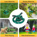 Green rotating sprinkler for lawn watering, garden watering, pet play, and kids' entertainment
