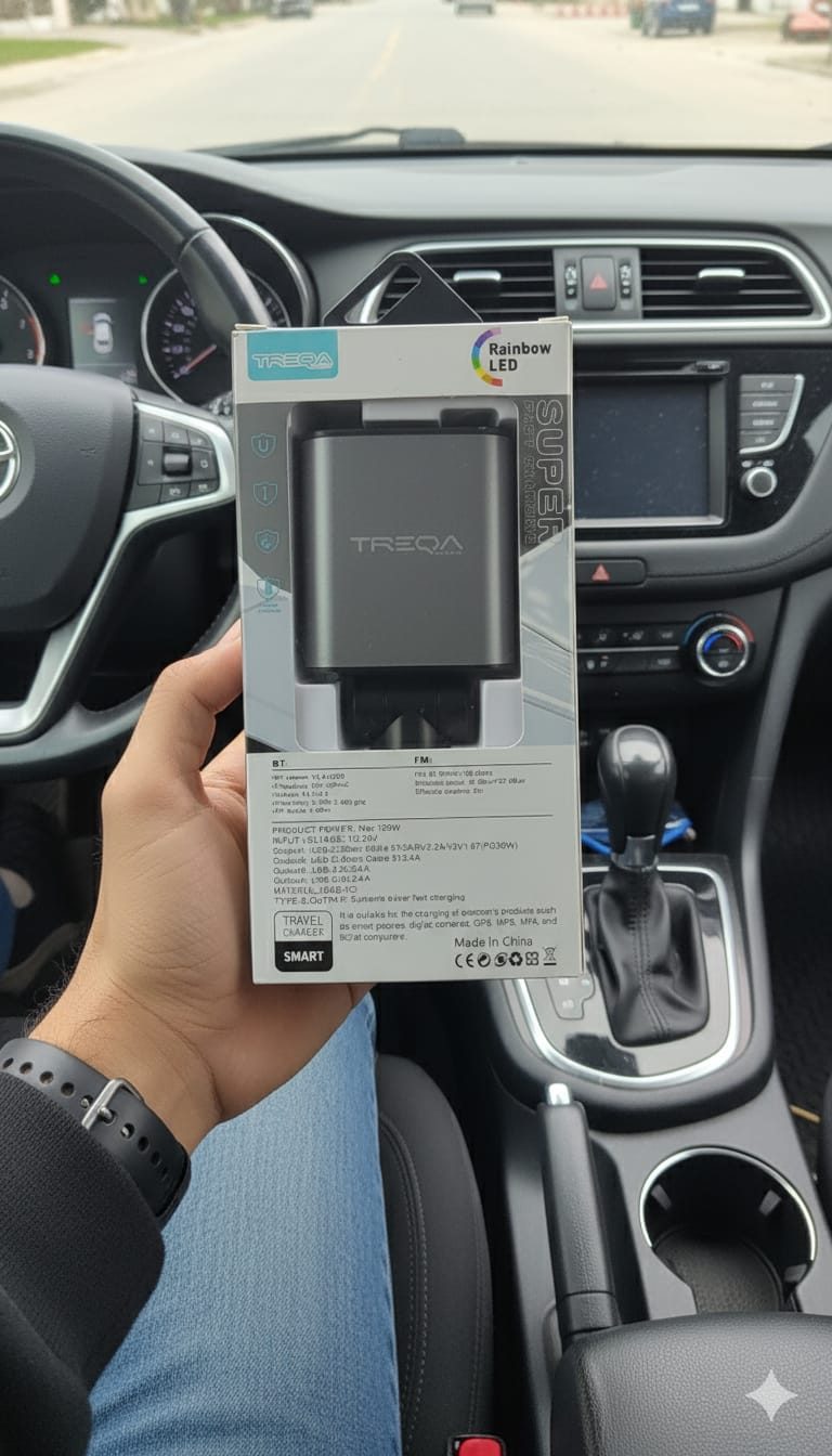 120W MP3 Player + Type-C + Lighting Super Fast Travel Charger with RGB LCD CC-332