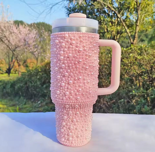 🌸💖 Pink Rhinestone Bedazzled Tumbler – 20 oz Bling Travel Mug 💖🌸