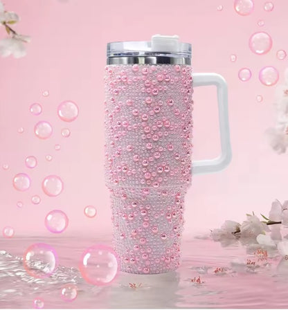 Pink Rhinestone Bedazzled Tumbler – 20 oz Bling Travel Mug