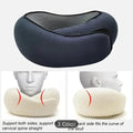 Ergonomic black cervical neck pillow with memory foam supporting spine and skull curve
