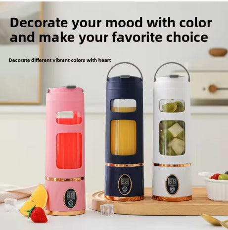Portable Electric Blender Bottle (LED Display, USB Rechargeable) – Personal Smoothie & Shake Maker – Navy/White