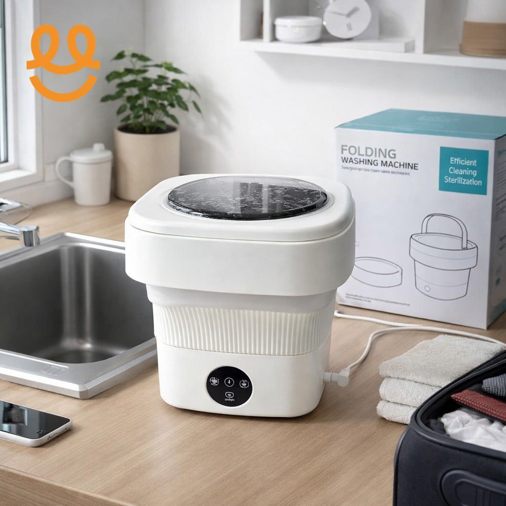 8L Folding Portable Washing Machine Large Capacity Clothes Spin Dryer Bucket Travel Underwear Socks Ultrasonic Mini Washer - Mini Washing Machine