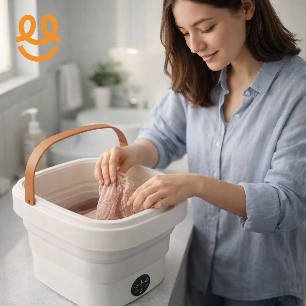 8L Folding Portable Washing Machine Large Capacity Clothes Spin Dryer Bucket Travel Underwear Socks Ultrasonic Mini Washer - Mini Washing Machine
