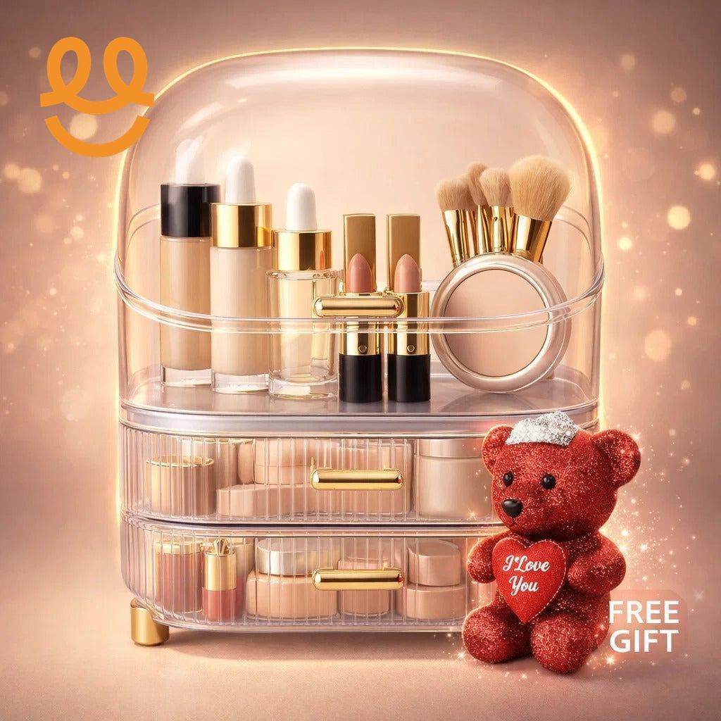 Transparent Desk Makeup Organizer Box,  Cosmetic Jewelry Storage
