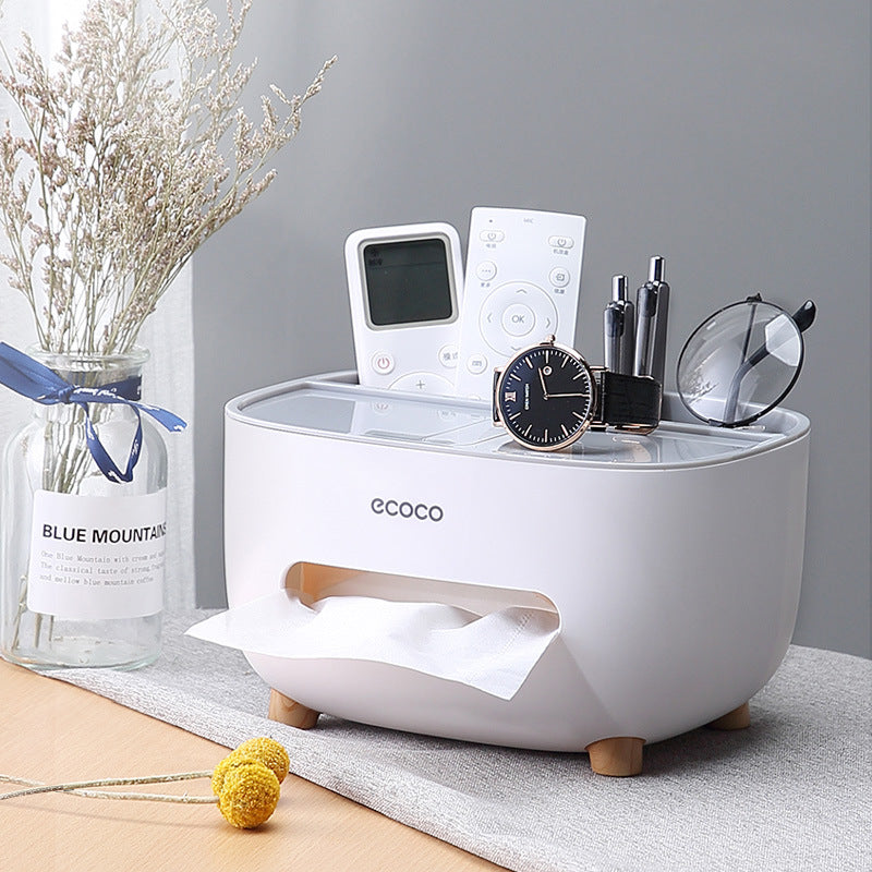 Newest Tissue Box Napkin Holder Remote Control Storage Desk Organizer