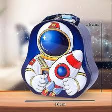 FunBlast Piggy Bank for Kids – Space Theme Coin Box, Coin Bank with Lock and Key