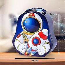 FunBlast Piggy Bank for Kids – Space Theme Coin Box, Coin Bank with Lock and Key
