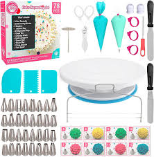 Cake Decorating Equipment, 78pcs Cake Decorating Supplies Kit Cupcake Decorating Tools Baking Supplies with Cake Turntable Stand, 36 Piping Tips, Ici