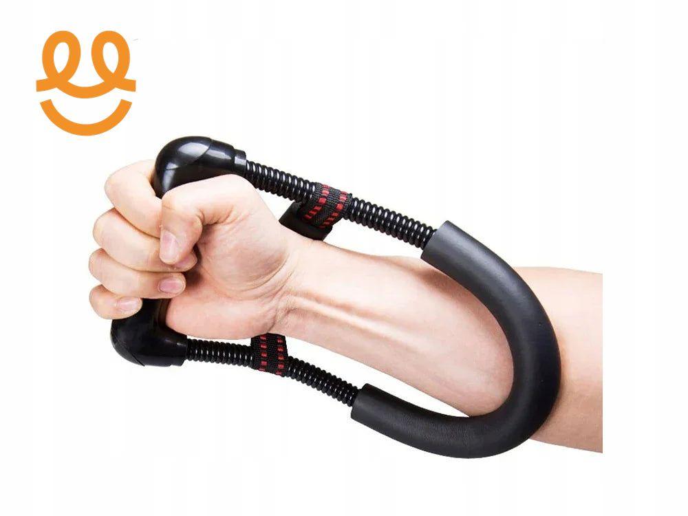 Hand gripping black forearm exerciser with spring resistance arm strength training tool