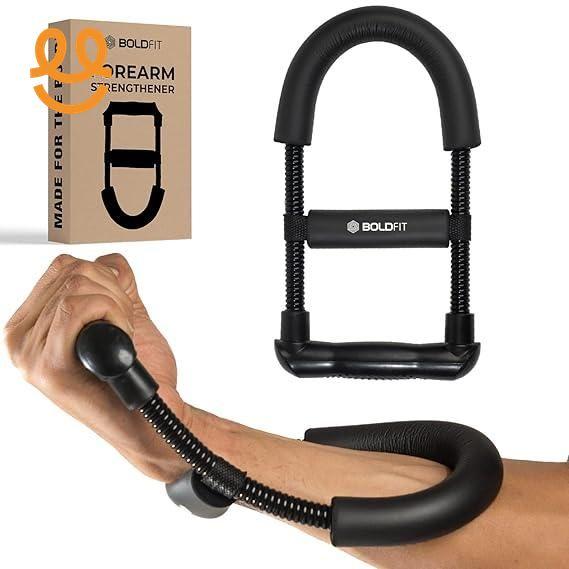 Boldfit forearm strengthener hand grip exerciser with black coiled springs and cushioned handles