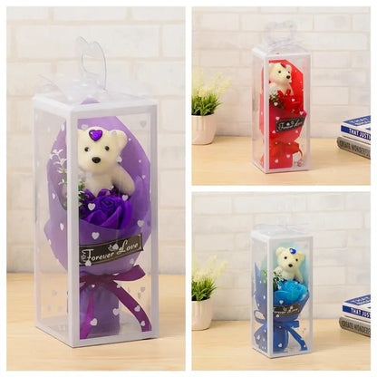 Rose Soap Flower Bear Bowknot heart favor Boxes Classical Artificial Flowers Christmas Valentine Day Present party