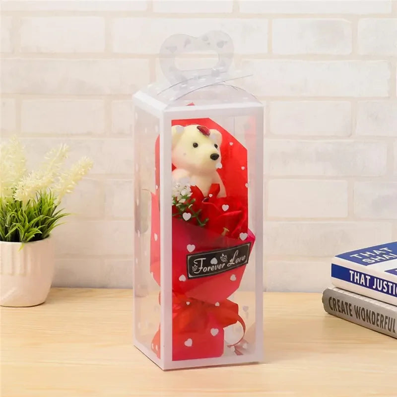 Rose Soap Flower Bear Bowknot heart favor Boxes Classical Artificial Flowers Christmas Valentine Day Present party