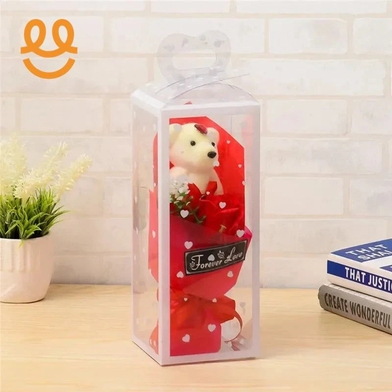 Rose Soap Flower Bear Bowknot heart favor Boxes Classical Artificial Flowers Christmas Valentine Day Present party