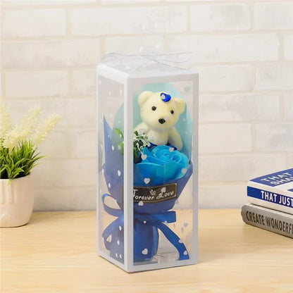 Rose Soap Flower Bear Bowknot heart favor Boxes Classical Artificial Flowers Christmas Valentine Day Present party
