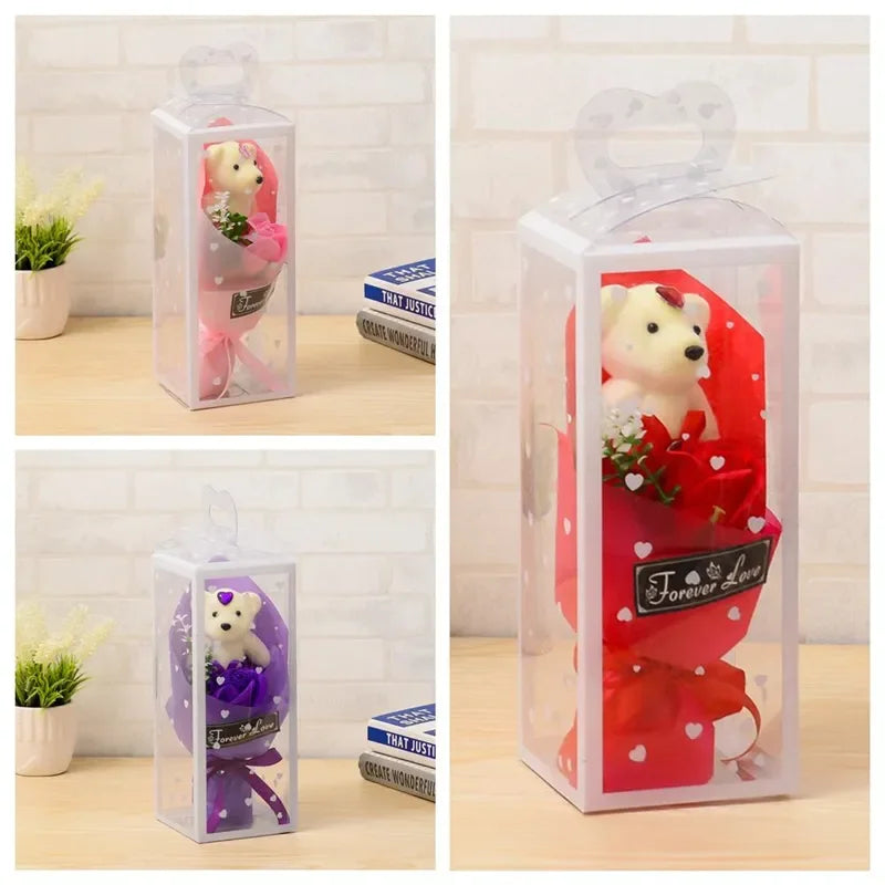 Rose Soap Flower Bear Bowknot heart favor Boxes Classical Artificial Flowers Christmas Valentine Day Present party
