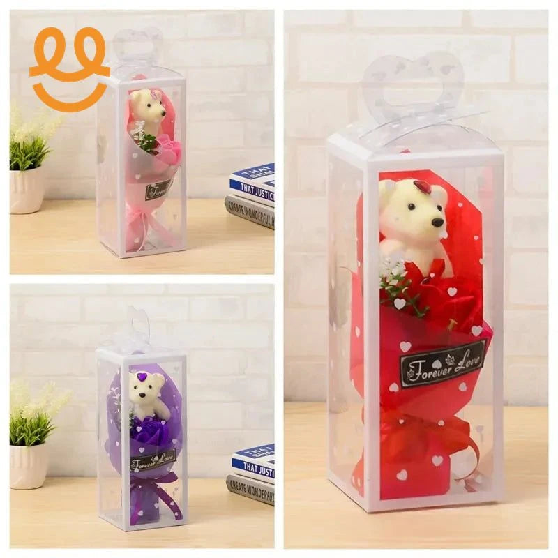 Rose Soap Flower Bear Bowknot heart favor Boxes Classical Artificial Flowers Christmas Valentine Day Present party