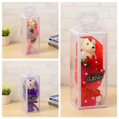 Rose Soap Flower Bear Bowknot heart favor Boxes Classical Artificial Flowers Christmas Valentine Day Present party