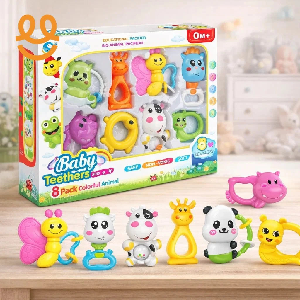Kids Baby Rattle Set (8 Pieces) – Manual Sensory Toys for Newborns