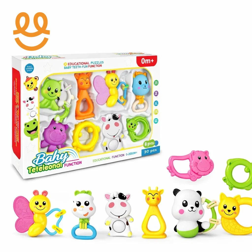 Kids Baby Rattle Set (8 Pieces) – Manual Sensory Toys for Newborns